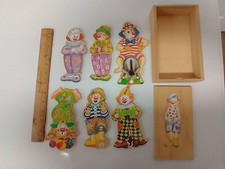 6 WOODEN 3-PIECE COLORFUL CLOWN PUZZLES IN A BOX BUILD A CLOWN CHILDS TOY