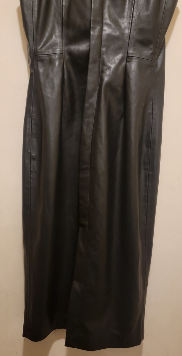 Halston Vegan Leather Midi Dress Black Sz Small ( Sz 4/6) | eBay