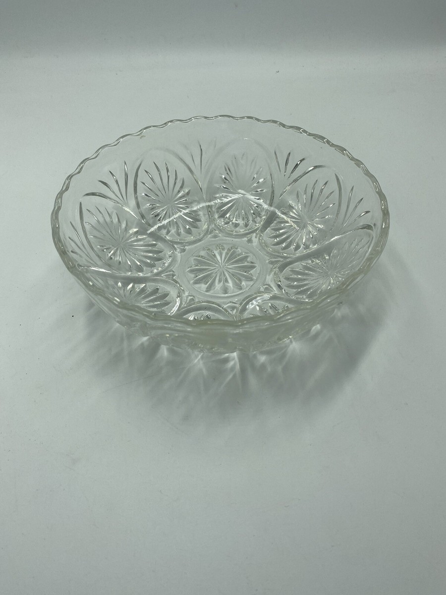 Vintage Clear Depression Glass Bowl - Starburst Pattern - Pressed