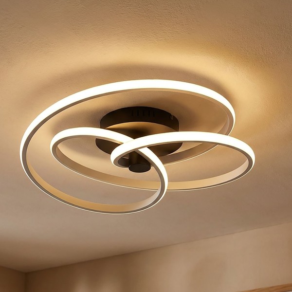 Deckenleuchte Designleuchte Wohnzimmerlampe Led Schwarz Nickel-Matt Geschwungen-image