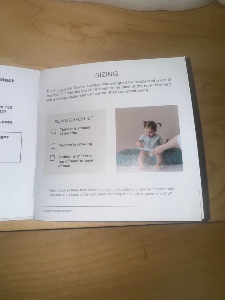 Snuggle Me Toddler Lounger Organic 36x22x4" 100% Cotton Cover Asstd Colors NEW - Image 2 of 2