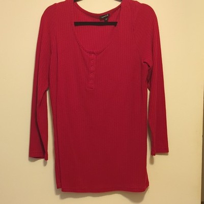Torrid Red Solid Knit Long Sleeve Henley Button Pullover Top Plus Size 1X