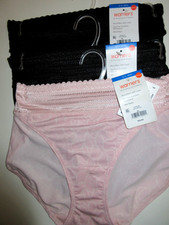 Warners BIKINI Panties 3-Pair No Pinching Lace 5509 Black Pink microfiber  8/XL