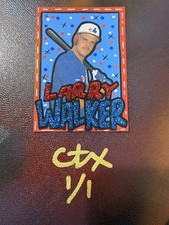 BOWMAN X ARTIST CARTER X ORIGINAL 1/1 ART CARD LARRY WALKER ROOKIE EXPOS HOF