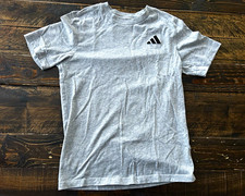 adidas Boys Solid Gray Logo Crew Neck Short Sleeve Jersey T-Shirt Size M