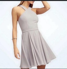 Lulus Forevermore Gray Modified Halter Skater Dress Women’s XS Party Holiday