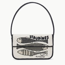 STAUD BEADED TOMMY BAG STAUDINES BLACK WHITE NWOT Limited Collection