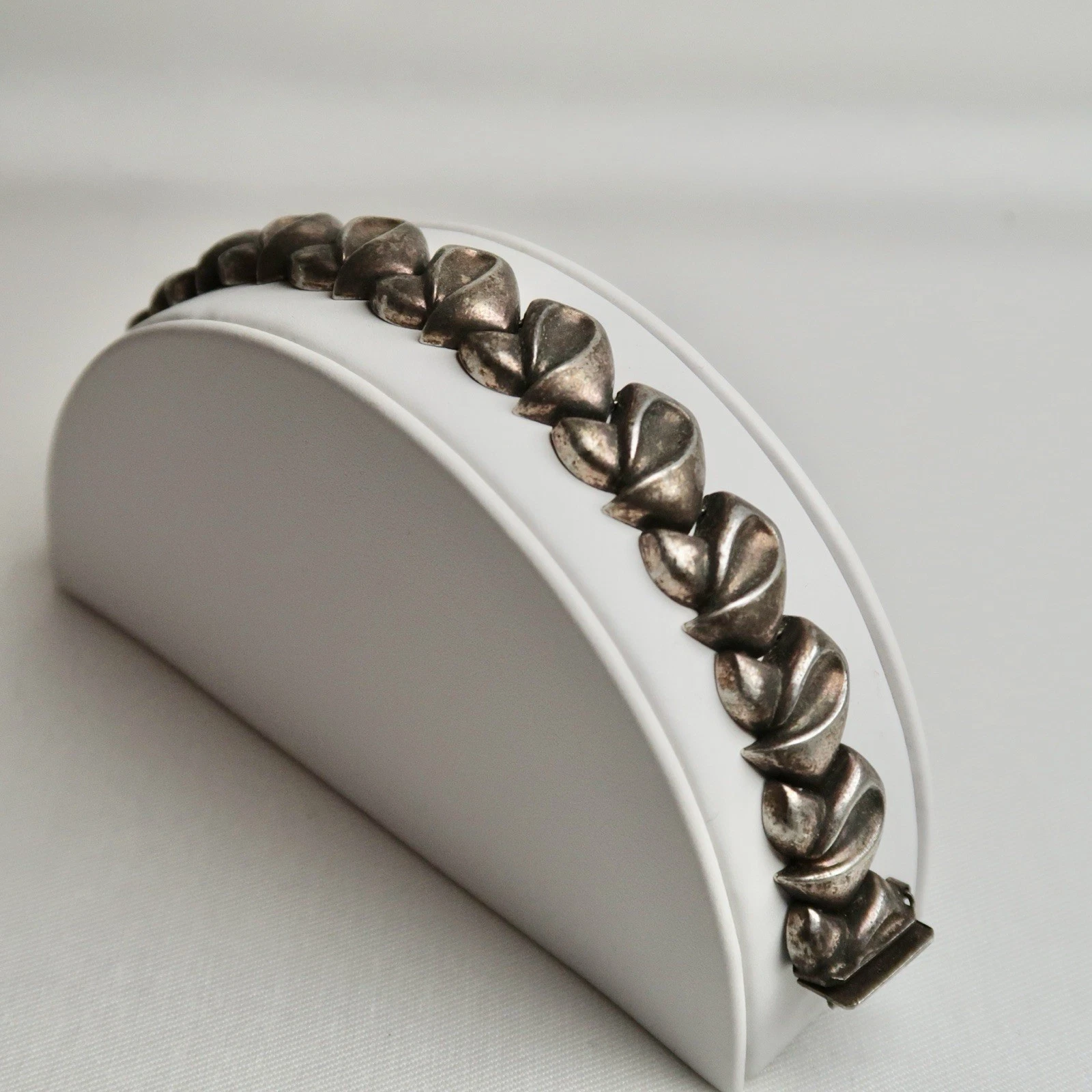 925 Sterling Silver Italy Floral Geometric Design Vintage Bracelet Jewelry Br121