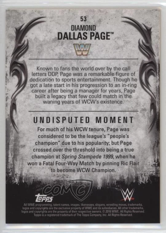 2016 Topps WWE Undisputed Diamond Dallas Page #53 HOF - Image 2 of 2