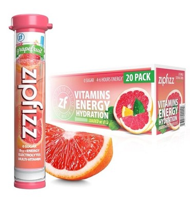 Zipfizz Daily Energy Drink Powder, Pink Grapefruit, 20 Pack | 3-in-1 Sustained E