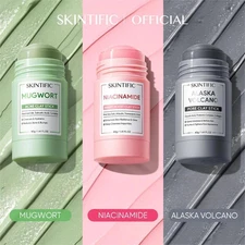 3 Pcs SKINTIFIC Mugwort, Alaska Volcano, Niacinamide Acne Clay Mask Stick @40g