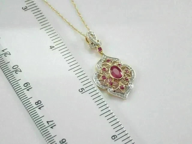 2Ct Oval Cut Lab-Created Red Ruby Flower Pendant … - image 4