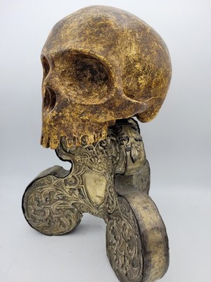 Barock Memento Mori Skulptur Holz geschnitzt Metall 18.Jh