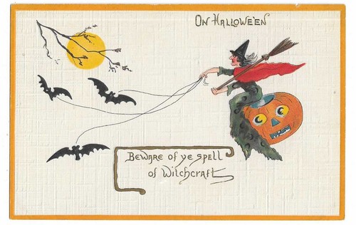Halloween Postkarte "Hüte dich vor dir Zauber der Hexerei"