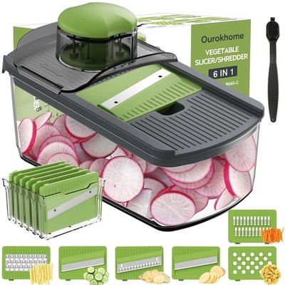 Mandolin Slicer for Kitchen Food, Hand Safe Vegetable Shredder with 6 Mandoli...