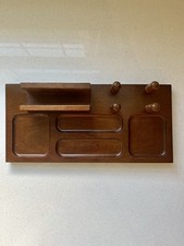 Vintage MCM Wood Dresser/Desk Valet Tray Mail...