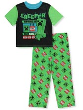 Minecraft Boy's Creeper HAVING A BLASSST Short-Sleeved Poly Pajama Set, Size 10
