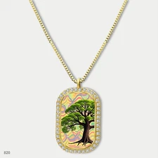 Amazing Colorful Tree of Life Pendant Necklace Chain Image Dog Tag Chain Gift De