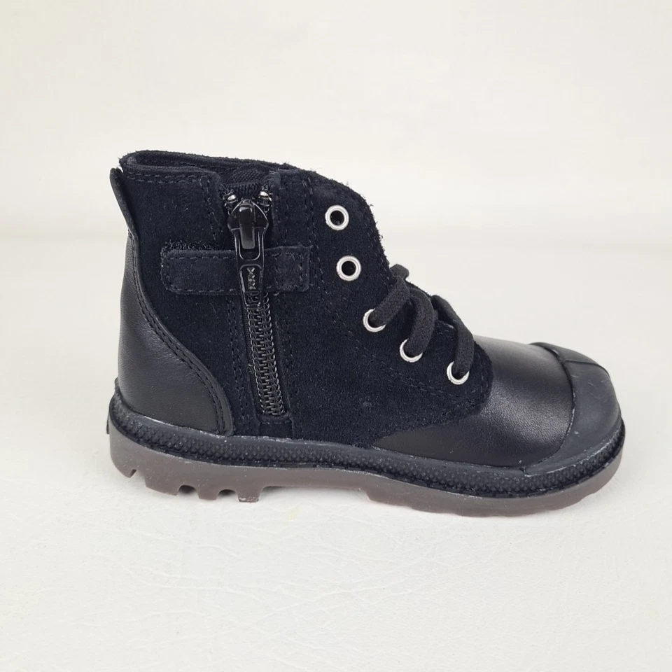 🚨 Botas Palladium 22355046 Pampa Hi Infantes Niño Pequeño Negro Cuero Oscuro Talla 8 Foto 3 de 4