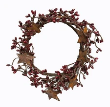 CWI Gifts Pip Twig Star Wreath Rings 8in Wreath Decor Front Door Candle Burgundy