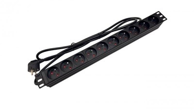 Listwa zasilająca RACK 19 cali PDU 230V - 10 gniazd CEE 7/5, kabel 1,8m CEE 7/7 