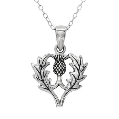Sterling Silber Schottische Distel Anhänger Halskette .925 Schottland Erbe Schmuck