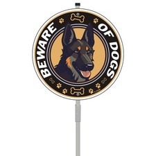 Beware of Dogs Sign for fence German Shepherd Sign 10" x 10" With 28" Long Me...