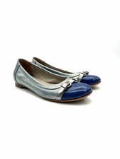 AGL Size 6 Blue/Slate Cap Toe Metallic Designer Flats
