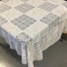 lace embroidered table cloth 70X50 Inch White Squares