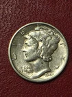 1944-P MERCURY DIME  90%  PURE SILVER     AU/BU  PARTIAL SPLIT BANDS. HIGH GRADE