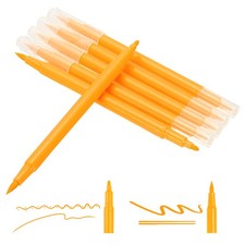 Dual Brush Markers Light Orange Yellow Fine and Brush Tip Coloring Pen 6 Pcs