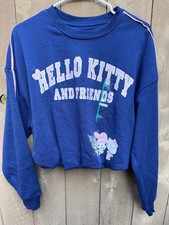 Hello Kitty and Friends Graphics BLUE Cropped Cinched Sweatshirt - Women's M