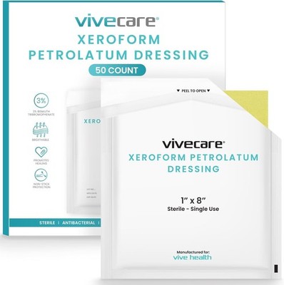 Vive Xeroform Petrolatum Dring - Non-Adherent Wound Gauze Pads - Soft,