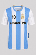 Argentina Messi 10 Home Soccer Jersey Blue White AFA Gold Trim Large NWT