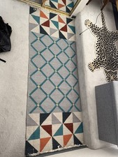 West Elm Moorish wool Kilim runner Rug 2.5 X 7ft  Geometric Wool / Cotton Blend
