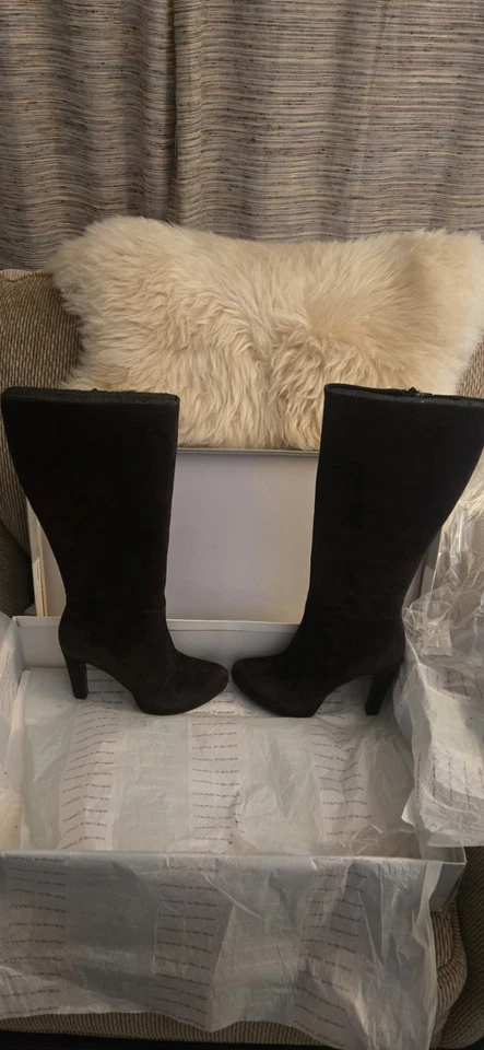 ÓTIMO ESTADO USADO!! BOTAS PLATAFORMA MARC FISHING SONYA MARROM ESCURO CAMURÇA - TAMANHO 7 - Imagem 3 de 4