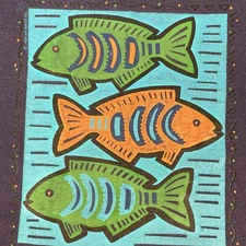 Jerzees T-Shirt Size XXL 48-50 Large Fish Art Made in USA 100% Combed Cotton