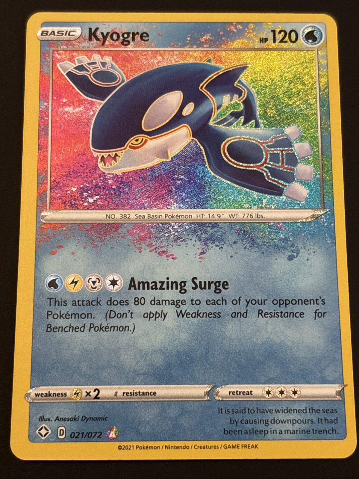 Kyogre 021/072 Holo - Shining Fates - Pokemon TCG - NM