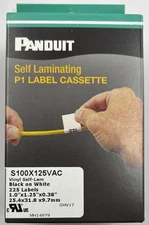 PANDUIT S100X125VAC P1 LABEL CASSETTE VINYL SELF-LAM BLACK ON WHITE MAY 2027