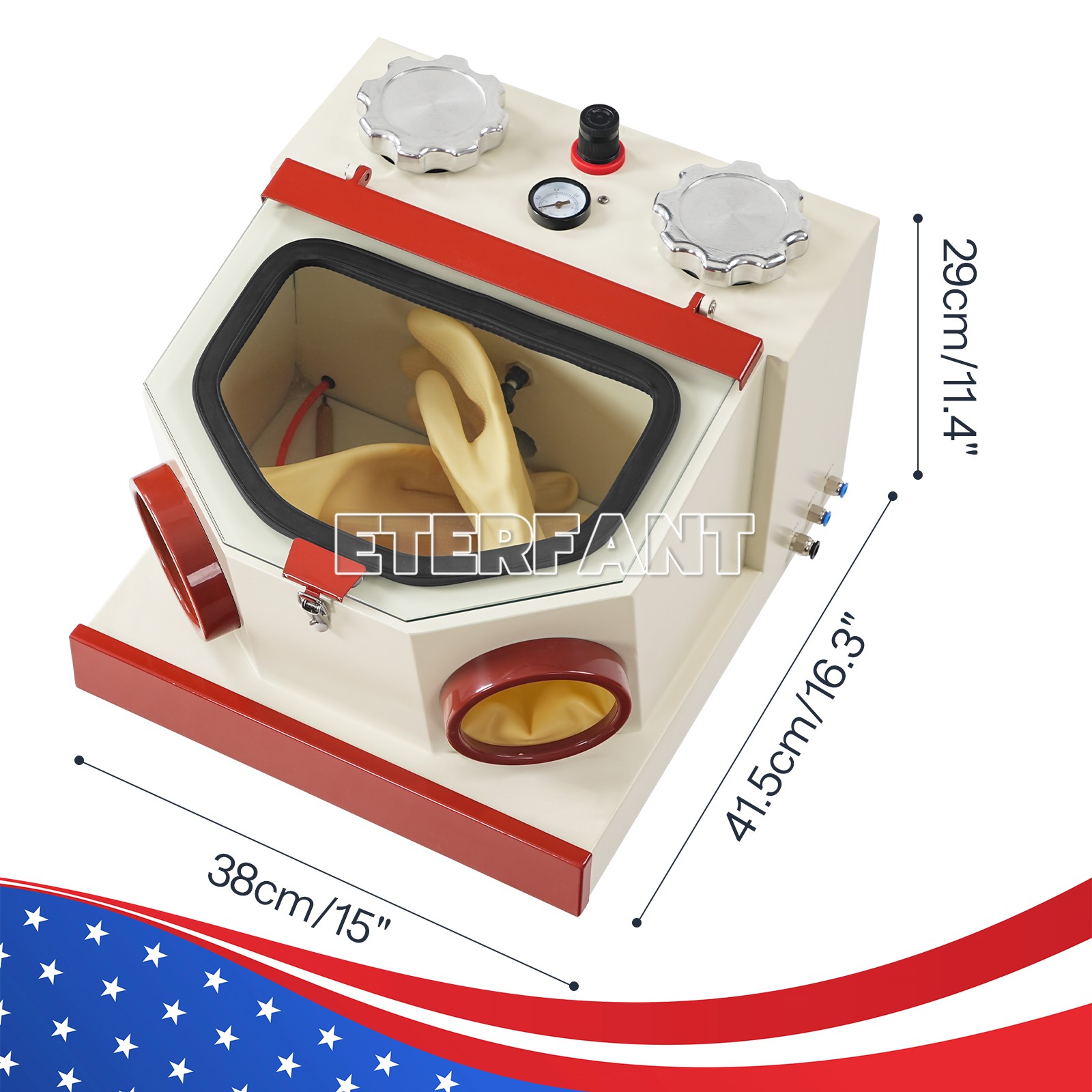 TwinPen Sandblaster with 2 Aluminum Tank LED Strip Light and Dust Collection Box