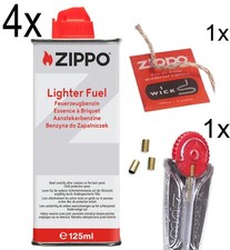 Zippo Benzin 4x 125ml + 1x Flint, 1x Docht Feuerzeugbenzin Benzinfeuerzeug