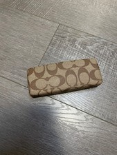 Authentic Coach Signature Monogram Hard Eyeglass Case - Brown/Tan