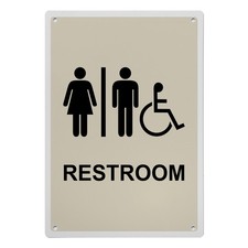 Restroom Sign, 8.5 x 11 in" OSHA Compliant ADA Unisex Family Assisted Sign