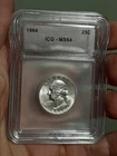 1964 Washington Quarter ICG MS64