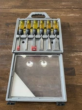 Stanley Contractor Grade Wood Chisels w/ Case Vtg 16-903, 905, 907, 908, 909 910