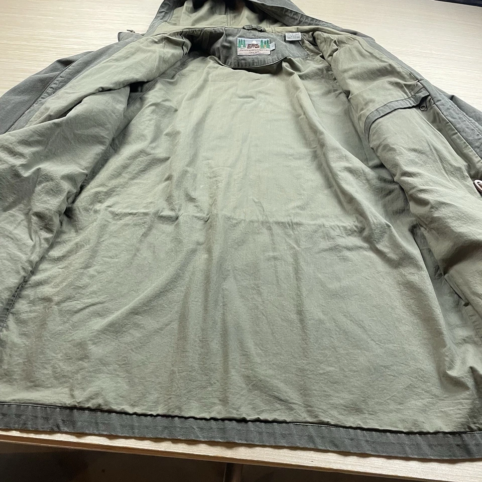 Vintage EMS Eastern Mountain Sports Barn Coat Jacket L Hooded Chore 90s Olive - Image 2 of 4
