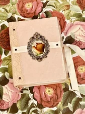 Pink Rose Journal, Handmade Pink Diary, Romantic junk Journal, Velvet Diary