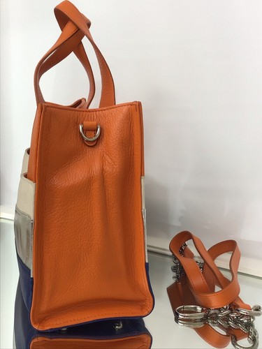 New My Flat In London Eaton Purse Bag Tote Orange Blue Silver NWT w Extras - Picture 5 of 15