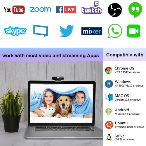 GoHZQ 4K Webcam with Microphone,8 Megapixel Web Cam,Ultra HD Web Camera for C... - 第 5/7 張圖片