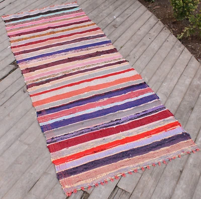 Tapis turc kilim 33 x 79 tapis oriental chiffon tapis couloir kilim coloré - Photo 1/4